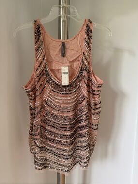 Anthropologie Rose Blush Sequin Scoop Tank
